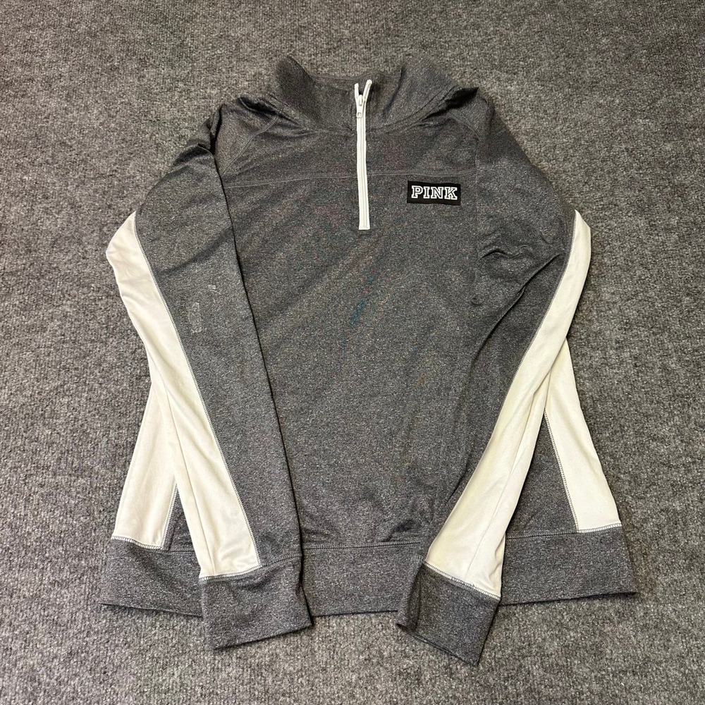 Pink Pullover Womens Size L Gray Ultimate Quarter Zip Athletic Side Stripe Mock
